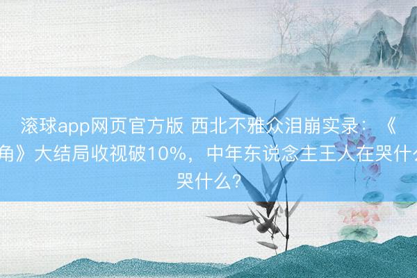 滚球app网页官方版 西北不雅众泪崩实录:《主角》大结局收视破10%,中年东说念主王人在哭什么?