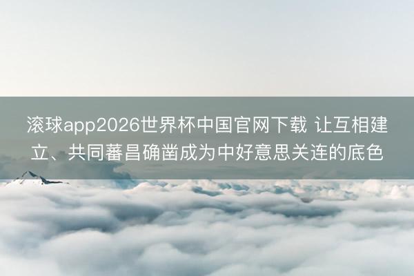 滚球app2026世界杯中国官网下载 让互相建立、共同蕃昌确凿成为中好意思关连的底色
